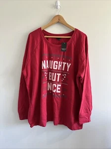 NWT Torrid Sweatshirt Size 3 Red Long Sleeve Christmas Naughty but Nice Holiday - Picture 1 of 7
