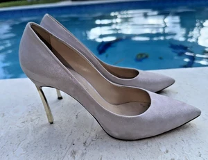 CASADEI PUMPS schimmernd beige Leder gold Absatz spitz zulaufend Gr. 37 MADE IN ITALY - Bild 1 von 16