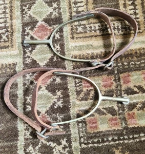 Antique Vintage Pair Star Steel Silver Spurs - The Buermann Co. Western - Picture 1 of 22
