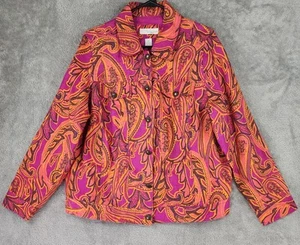 Lucy & Laurel Jacket Womens 1X Paisley Linen Button Up Boho Lightweight - Picture 1 of 8