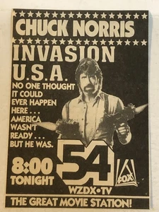 Invasion USA Movie Vintage Print Ad Chuck Norris WZDX-TV 54 Tpa13 - Picture 1 of 2