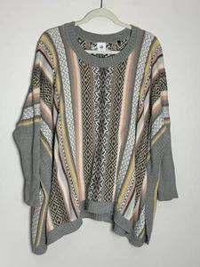 CABI Damen Poncho mit Ärmeln Aztec Fair Isle nordisch grau #3121 mittel warm kuschelig - Bild 1 von 9
