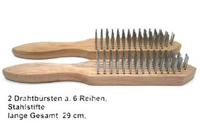 Drahtbürsten Handbürsten Holzdrahtbürsten 2 Stück a. 6 Reihen 28cm lang Stahlbür - Bild 1 von 3