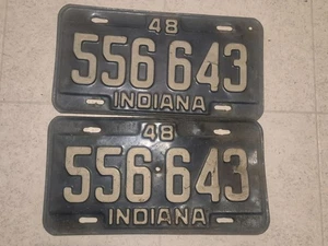 Matching Vintage 1948 Indiana License Plates. Free Ship - Picture 1 of 5