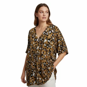 Damen Leopard Tunika Top Größe 2X braun vielseitig Boho Tiermotiv fließend bequem - Bild 1 von 11