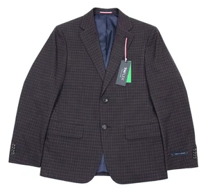 Tommy Hilfiger Sport Coat 38S Mens Modern Fit Purple Check TH Flex Blazer Jacket - Picture 1 of 8