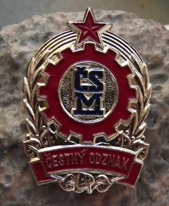 CSM Youth Organisation Badge Honour Honor Award Czechoslovakia Uniform Pin Badge - Picture 1 of 2