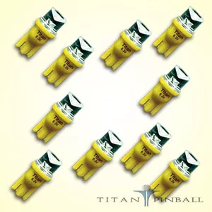 (paquete de 10) - Bombilla LED cóncava de 6,3 voltios 555 base de cuña (T10) pinball - AMARILLO - Imagen 1 de 12