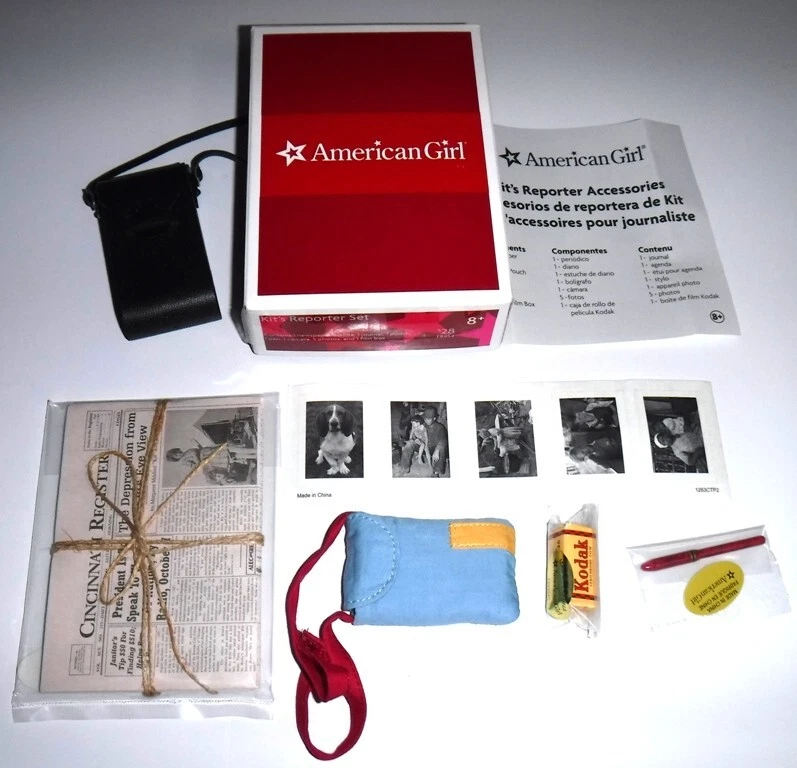 American Girl Doll Kit Reporter Set Camera Newspaper Film 1930s Ruthie