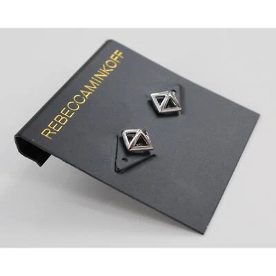 Rebecca Minkoff Silver Tone Pyramid Cut Out Stud Earrings #RM265 - Image 1 of 4