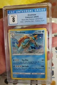 CGC 8 Drednaw Pokémon Card Black Star Promos SWSH047 Holo CPA pin Hulbury Gym - Picture 1 of 4