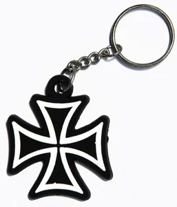 a11 Eisernes Kreuz Biker Chopper Motorrad Schlüsselanhänger Gummi Anhänger MC - Bild 1 von 1