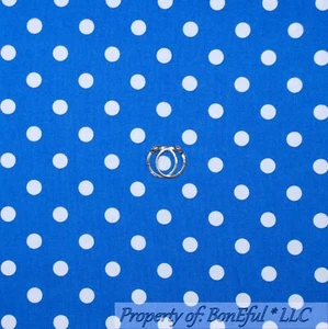 BonEful Fabric FQ Cotton Quilt Blue White Polka Dot Small Little Stripe Calico L - Picture 1 of 9