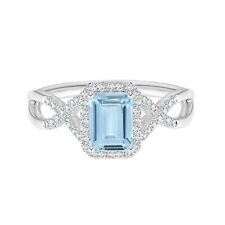 Criss Cross Ring Radiant Natural Aquamarine Gemstone Ring 925 Sterling Silver
