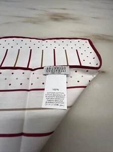 🎩 Brunello Cucinelli White Cotton Pocket Square NWT $225. - Picture 1 of 6