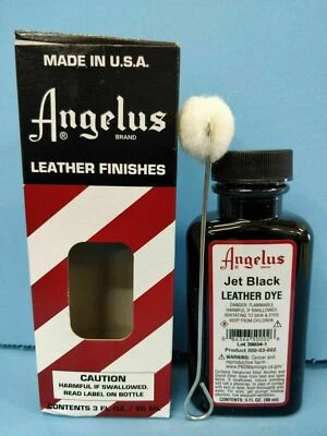 Angelus Jet Black Leather Dye 3 oz. with Applicator for Shoes Boots Bags NEW - Image 1 of 2