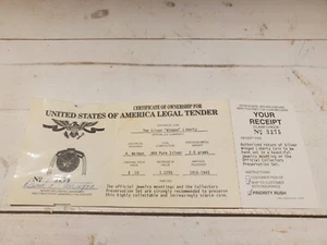 1935 Silver Winged Liberty Dime With Certificate Of Ownership - Picture 1 of 5