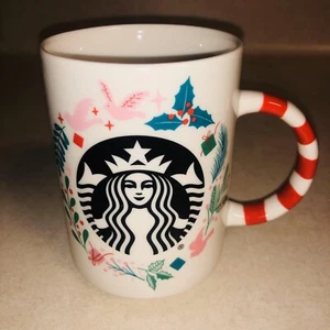 2018 Starbucks Christmas Holiday Becher Zuckerstange gestreifter Griff Sirene 12 oz - Bild 1 von 4