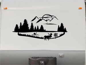 Moose Lake Camper Decal Trees Mountains RV Motorhome Replacement Decals  - Picture 1 of 12
