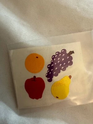 Tira adhesiva vintage 1980 Ellen Blonder Apple Gava naranja uvas fruta mod Foto 1 de 2