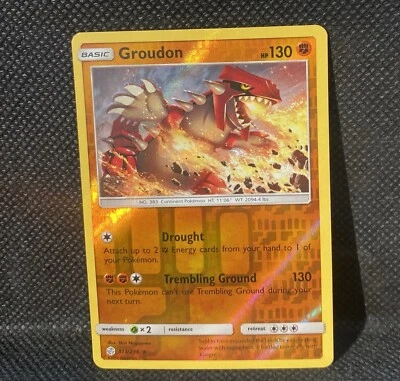 Groudon Reverse Holo Error Holo Bleed  Misprint  SM Cosmic Eclipse Pokemon - Image 1 of 3