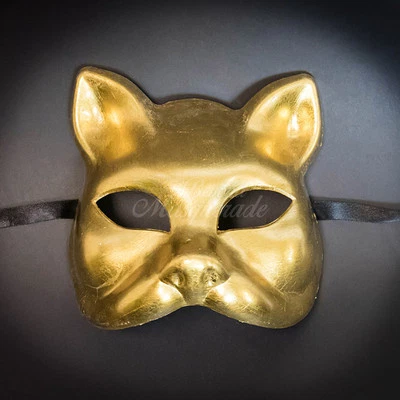 Gatto Cat Venetian Halloween Costume Masquerade Mask GOLD - Image 1 of 4