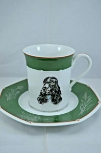 HERMES GREEN COCKER SPANIEL DOG CUP AND SAUCER - Picture 1 of 7