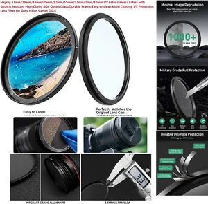 Heysliy UV Lens Filter Ultraviolet Protection Multi-Coated High Clarity Glass - Picture 1 of 8