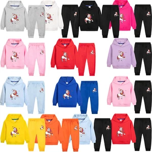 Unisex Kids Outfit Cotton Set Soft Tracksuit 2Pcs Clothes Pullover Sweatshirt - Picture 1 of 36