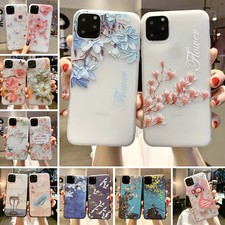 For iPhone 11 Pro Max XR XS 3D Floral Pattern Soft TPU Relief Matte Case Cover