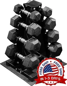 Juego de pesas con mancuernas hexagonales recubiertas de goma para fitness NUOVO DI ZECCA - Foto 1 di 9