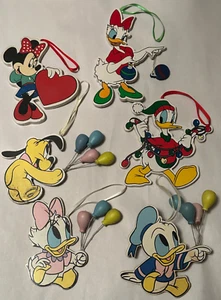 Set x6 Vintage Disney Minnie Maus, Donald Duck, Baby Pluto ++ Holzornamente - Bild 1 von 5