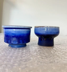 Brand New Hand made Clay Enamel Glazed Succulent Pot/planter Drainage Set 2 #87 - Picture 1 of 16