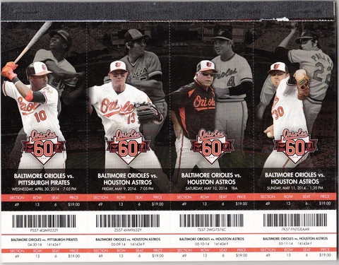 2014 BALTIMORE ORIOLES SEASON TICKET BOOK NEAR SET 60 GAMES MINT DIVISION CHAMPS Cover