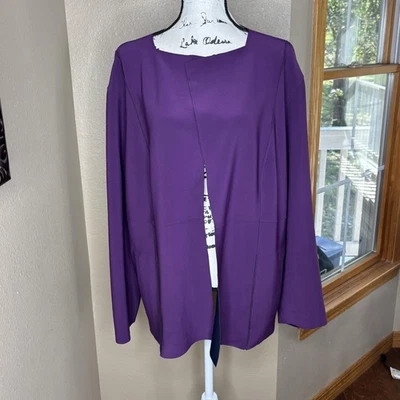 Chico's Jacket Womens 4 20/22 Purple Travelers Open Front Blazer Stretch Lined - Image 1 of 4