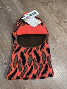 The Hunter Orange Camouflage Winter Knitted Face Cover Balaclava Made In USA New - Picture 1 of 4