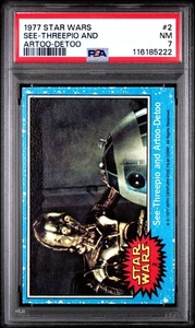 1977 Topps Star Wars SEE-THREEPIO AND ARTOO-DETOO PSA 7 NM Blue Series #2 - Picture 1 of 2