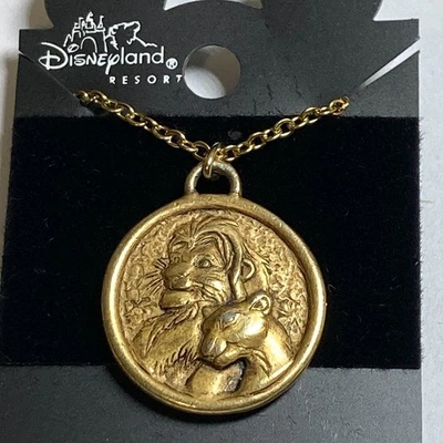 Vintage Disney The Lion King Necklace Gold Plated Charm 23" Simba Mufasa Signed - Image 1 of 4