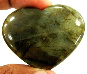 170.90 Ct Natural Labradorite Loose Gemstone Heart Cab Wire Wrap Stone - 26270 - Picture 1 of 2