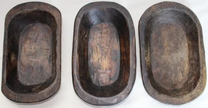 Menge 3 geschnitzte Holz Teig Schüsseln Urholz Grabenfräse rustikal Wohndeko - Bild 1 von 12