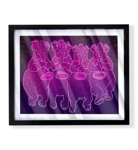 Custom art piece of pink elephants from the classic Disney animated movie dumbo - Picture 1 of 3