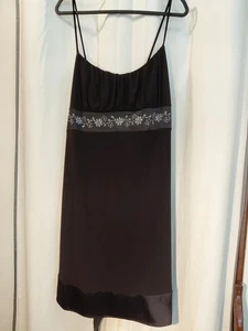 Vestido sin Mangas Y2K Tabú Negro Lentejuelas Borde Satinado 2X Hecho en EE. UU. Club Fiesta Formal - Imagen 1 de 7