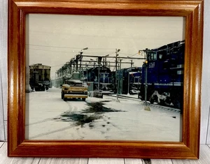 Conrail Railroad Fueling Yard Engines 6069, 6070, 6514 Photo in Oak Frame 10x12" - Picture 1 of 5