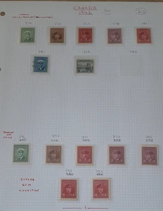 Canada Page of stamps KGVI 1942 Booklet/Coils x 14 values MM - Picture 1 of 3