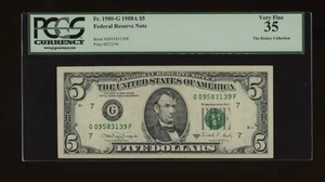 DBR 1988-A $5 Chicago Fr. 1980-G PCGS 35 Serial G09583139F - Picture 1 of 2