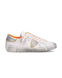 Philippe Model Paris Herren Sneaker Leder weiß und orange Details art PRLU VN05 - Bild 1 von 6