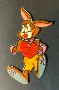 VTG 1957 Die Cut Valentine Card Mechanical Disney B’rer Rabbit Disneyland RARE - Picture 1 of 2