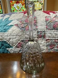 West German GENUINE LEAD CRYSTAL 24% GLASS BELL Green CLEAR Vintage - Picture 1 of 12