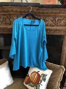 turquoise Mesh XL New Directions Blouse With Bell Sleeves - Picture 1 of 3
