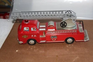 Vintage Battery-Operated Tin Toy  Fire Ladder Truck  Modern Toys - Picture 1 of 8